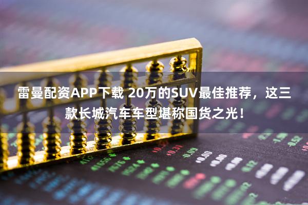 雷曼配资APP下载 20万的SUV最佳推荐，这三款长城汽车车型堪称国货之光！