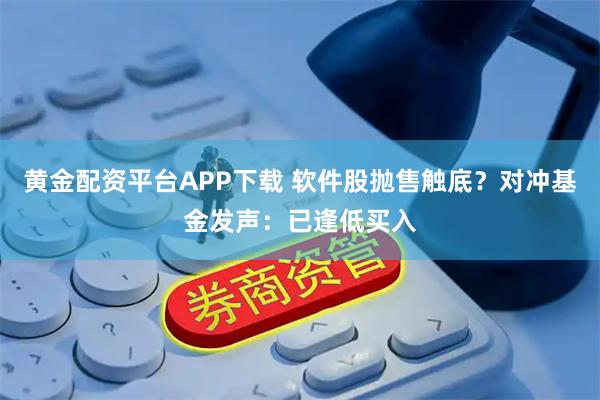 黄金配资平台APP下载 软件股抛售触底？对冲基金发声：已逢低买入